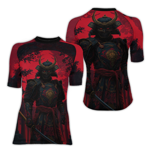 Blood Moon Samurai Women's Short Sleeve Rash Guard
