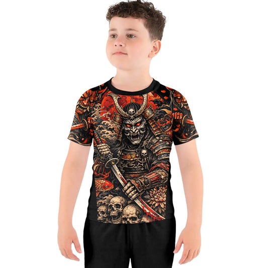 Blood Skull Samurai Kids Rash Guard