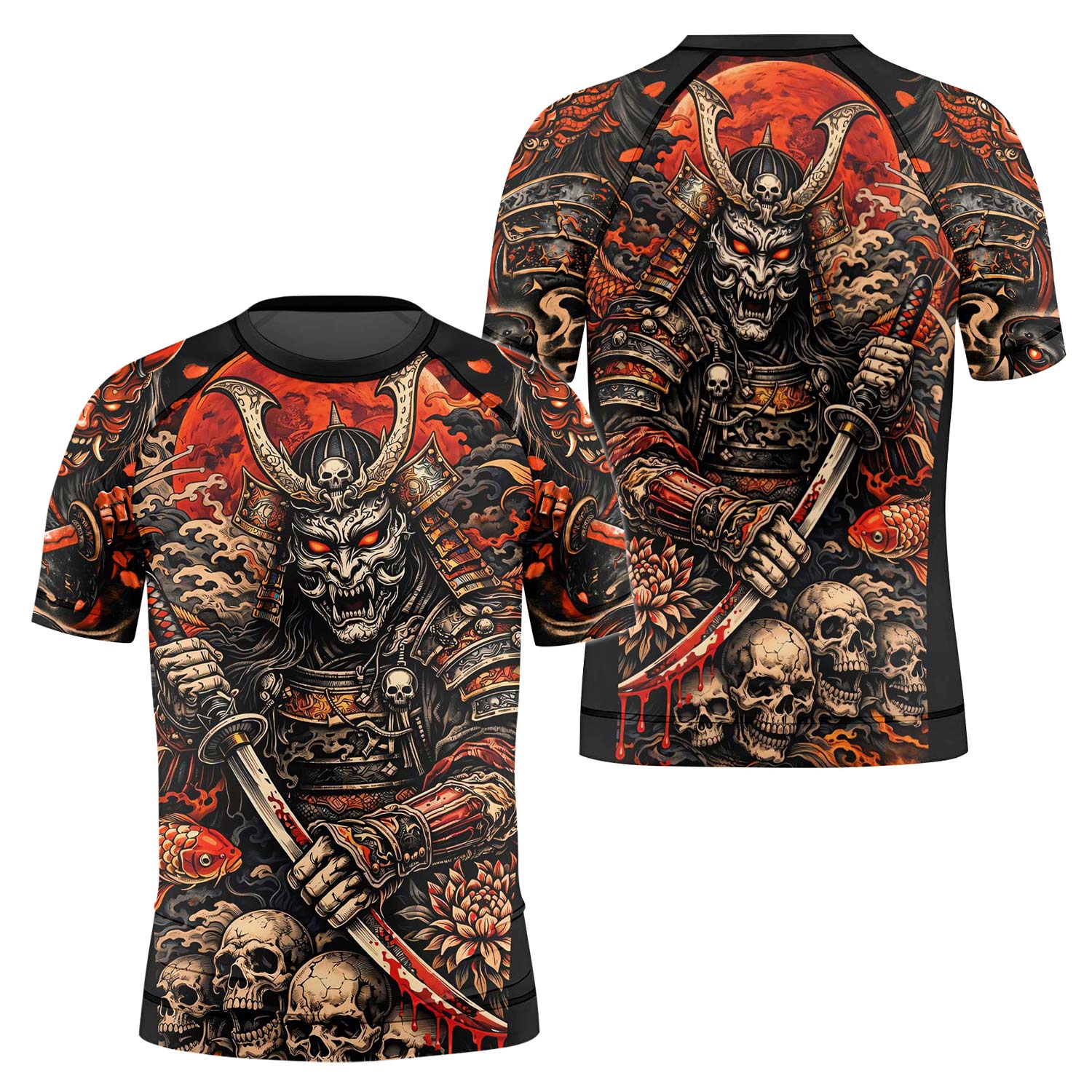 Blood Skull Samurai Kids Rash Guard