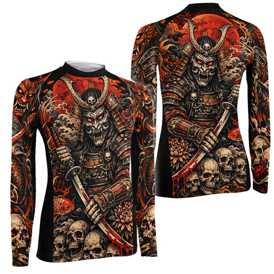 Blood Skull Samurai Women's Long Sleeve Rash Guard