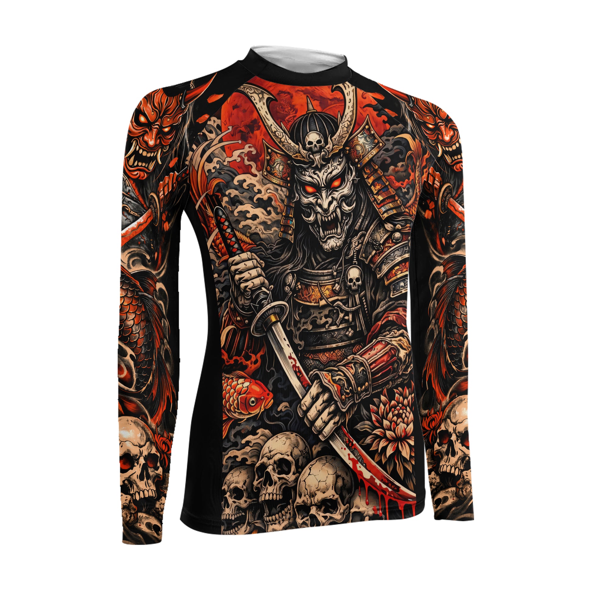 Blood Skull Samurai Women's Long Sleeve Rash Guard