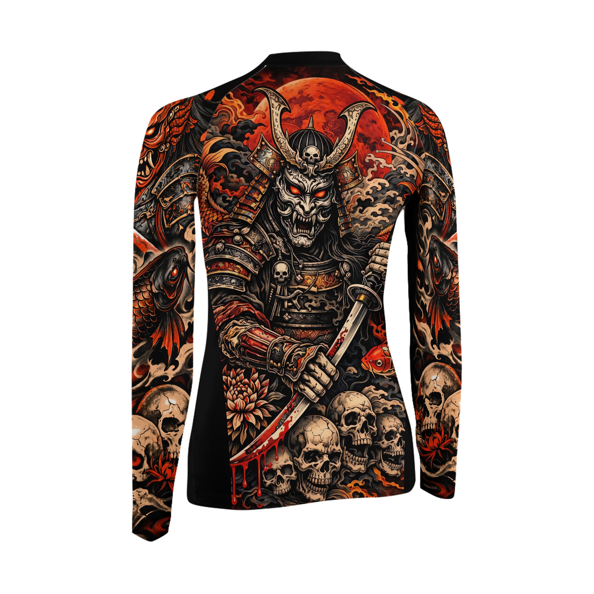 Blood Skull Samurai Women's Long Sleeve Rash Guard