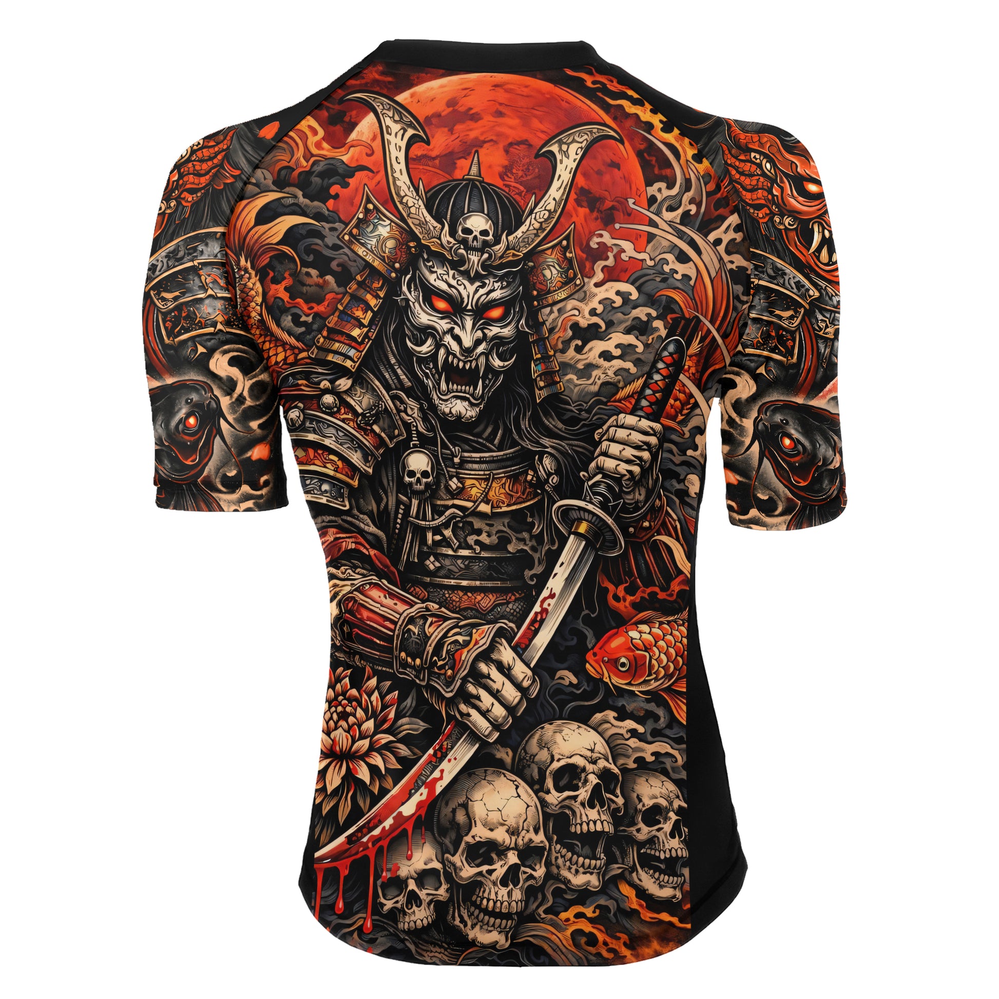 Blood Skull Samurai Women's Short Sleeve Rash Guard