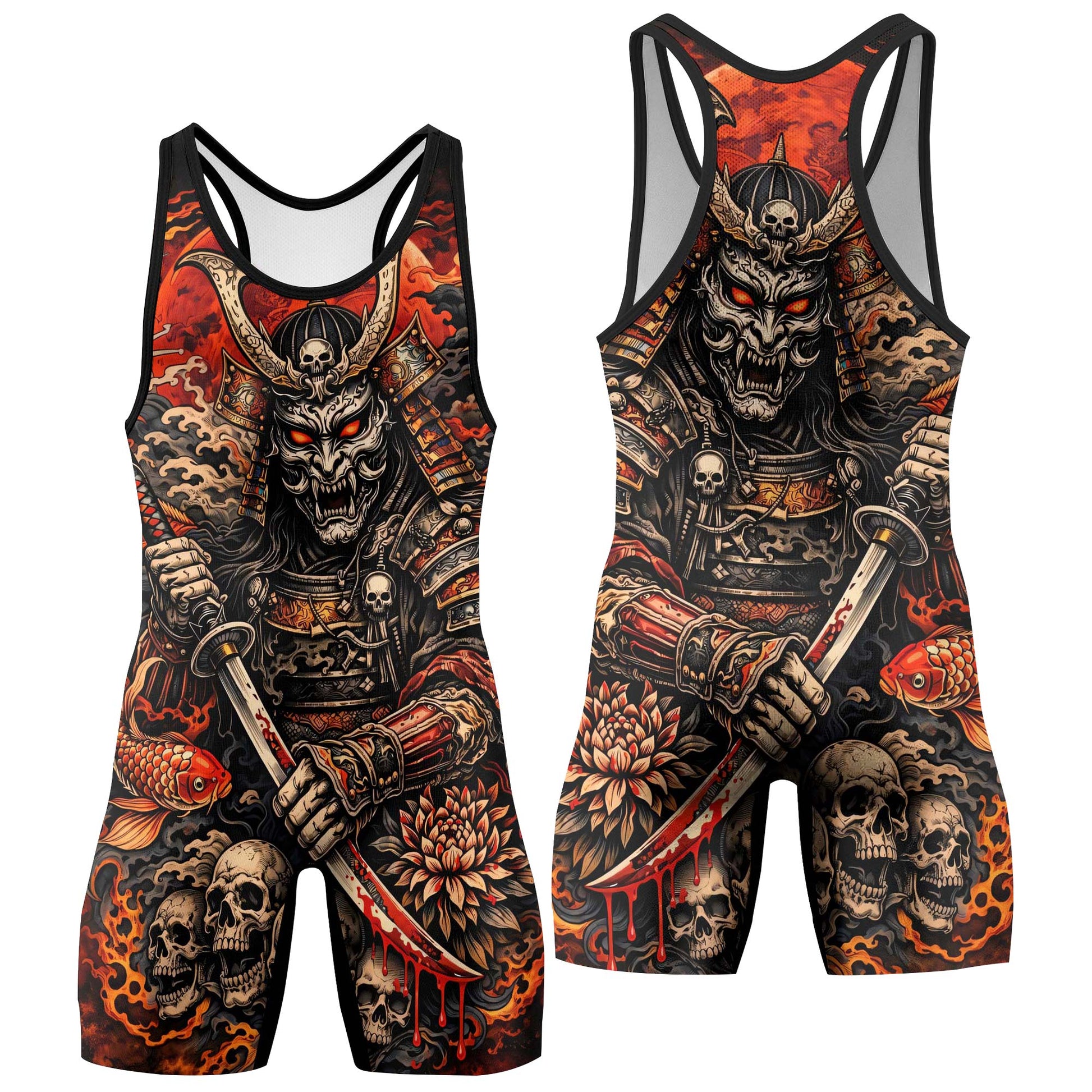 Blood Skull Samurai Wrestling Singlets
