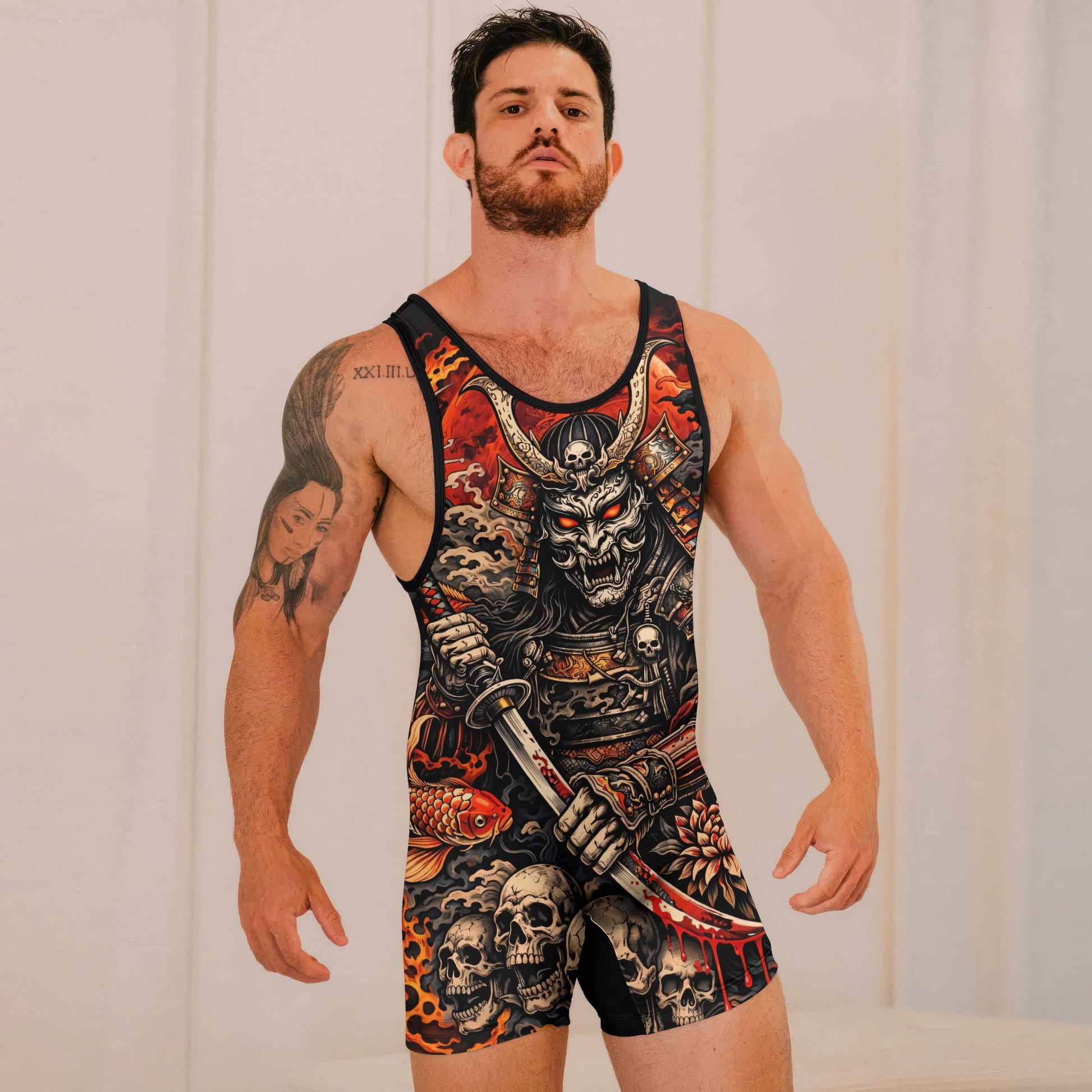 Blood Skull Samurai Wrestling Singlets