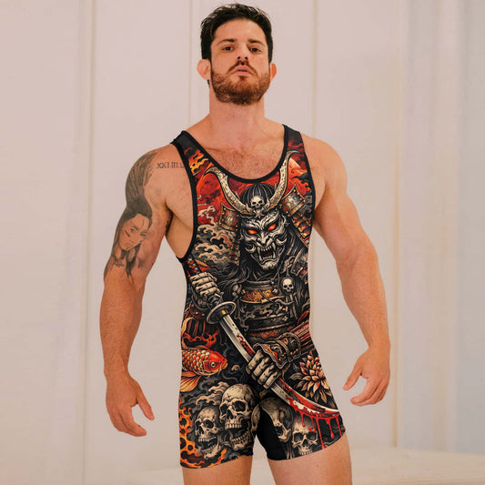 Blood Skull Samurai Wrestling Singlets