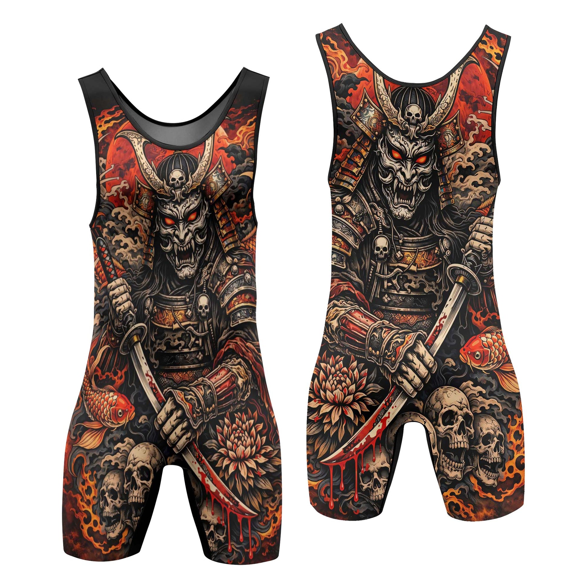 Blood Skull Samurai Wrestling Singlets