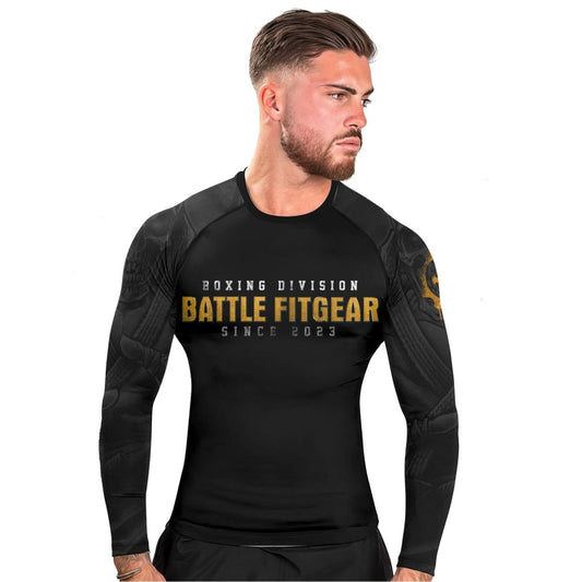 Boxing Division Men's Long Sleeve Rash Guard - BattleFitGear