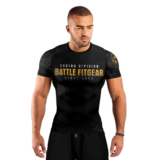 Boxing Division Men's Short Sleeve Rash Guard - BattleFitGear