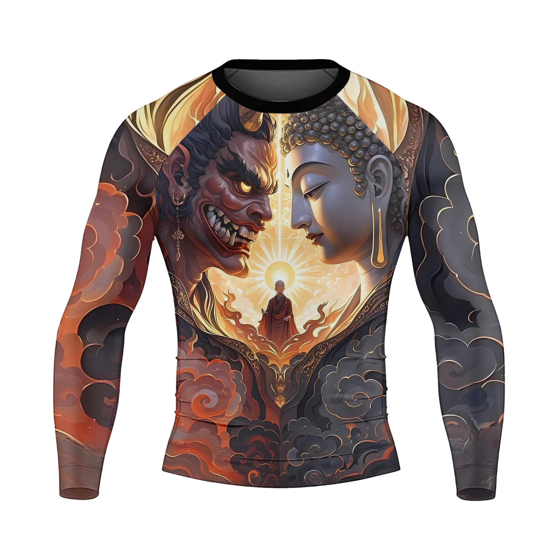 Buddha And Demon Men's Long Sleeve Rash Guard