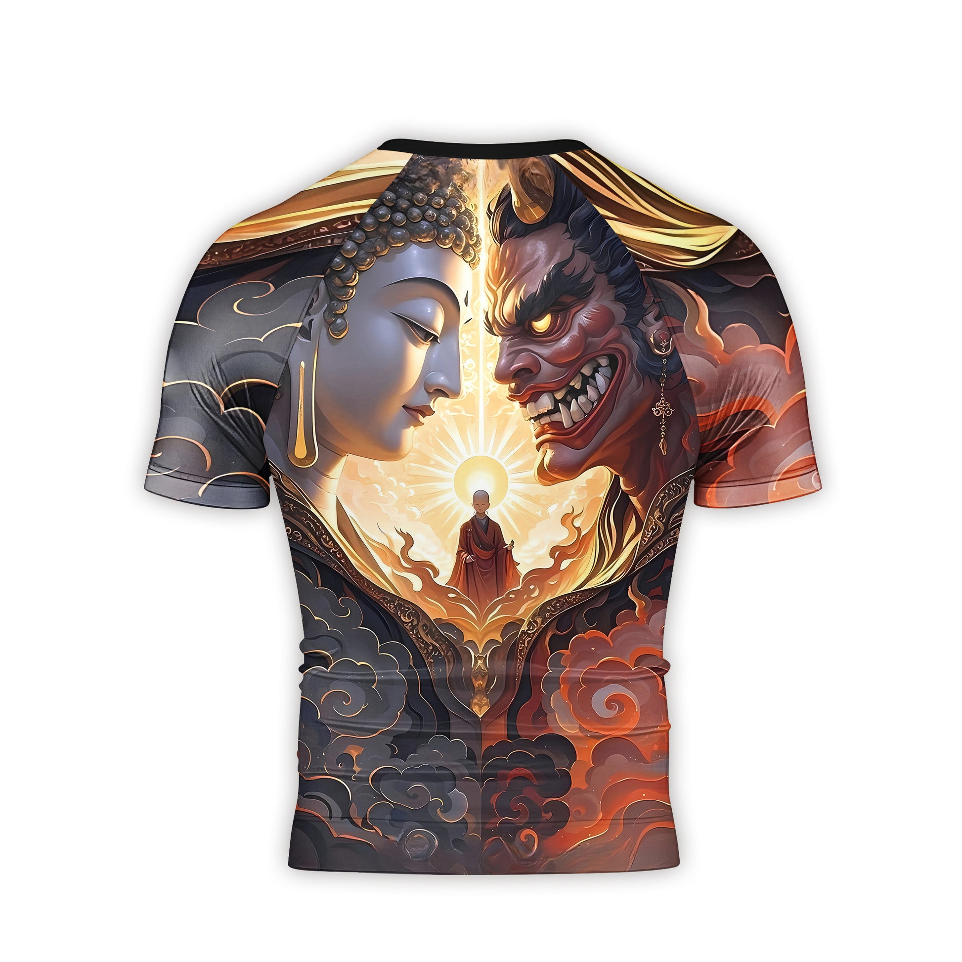 Buddha And Demon Men's Short Sleeve Rash Guard