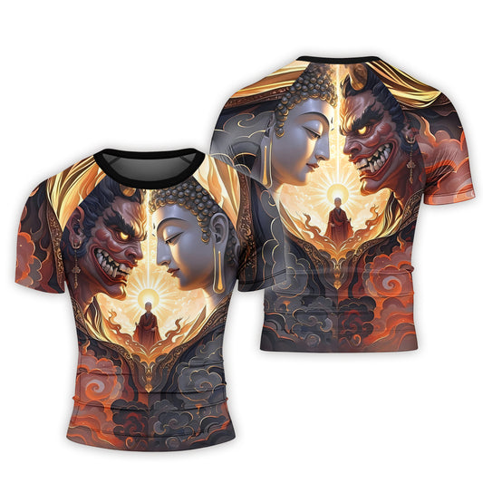 Buddha And Demon Men's Short Sleeve Rash Guard
