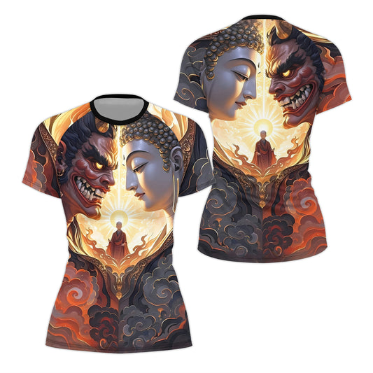 Buddha And Demon Women's Short Sleeve Rash Guard