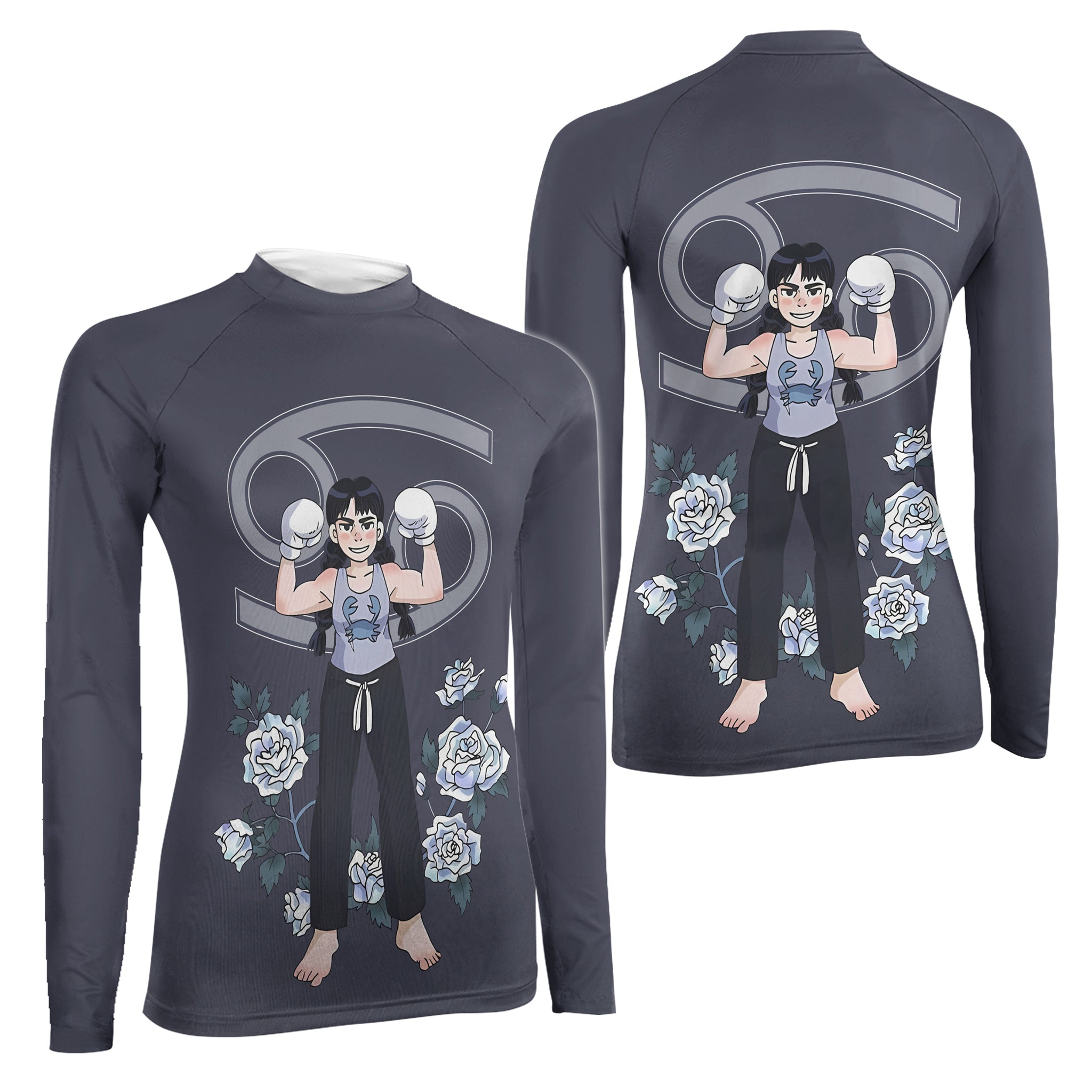 Cancer Zodiac Mom Women's Long Sleeve Rash Guard