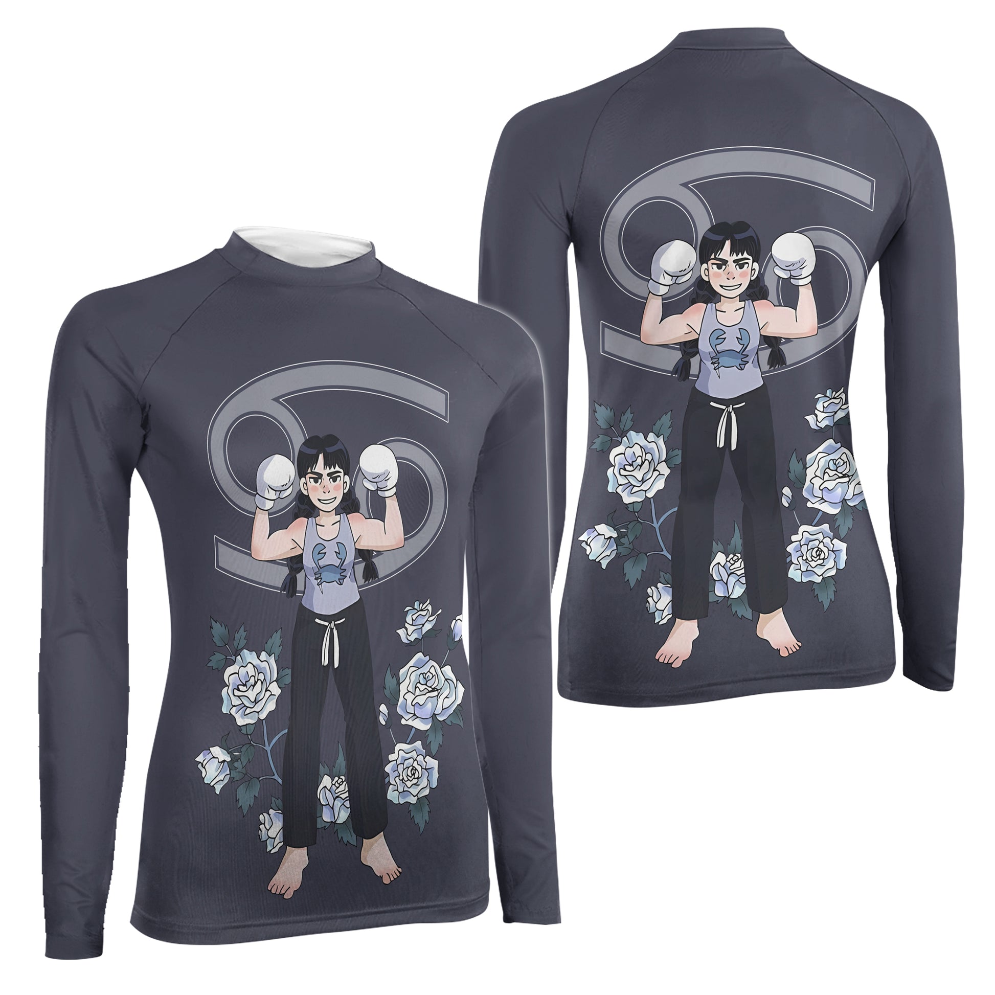 Cancer Zodiac Mom Women's Long Sleeve Rash Guard
