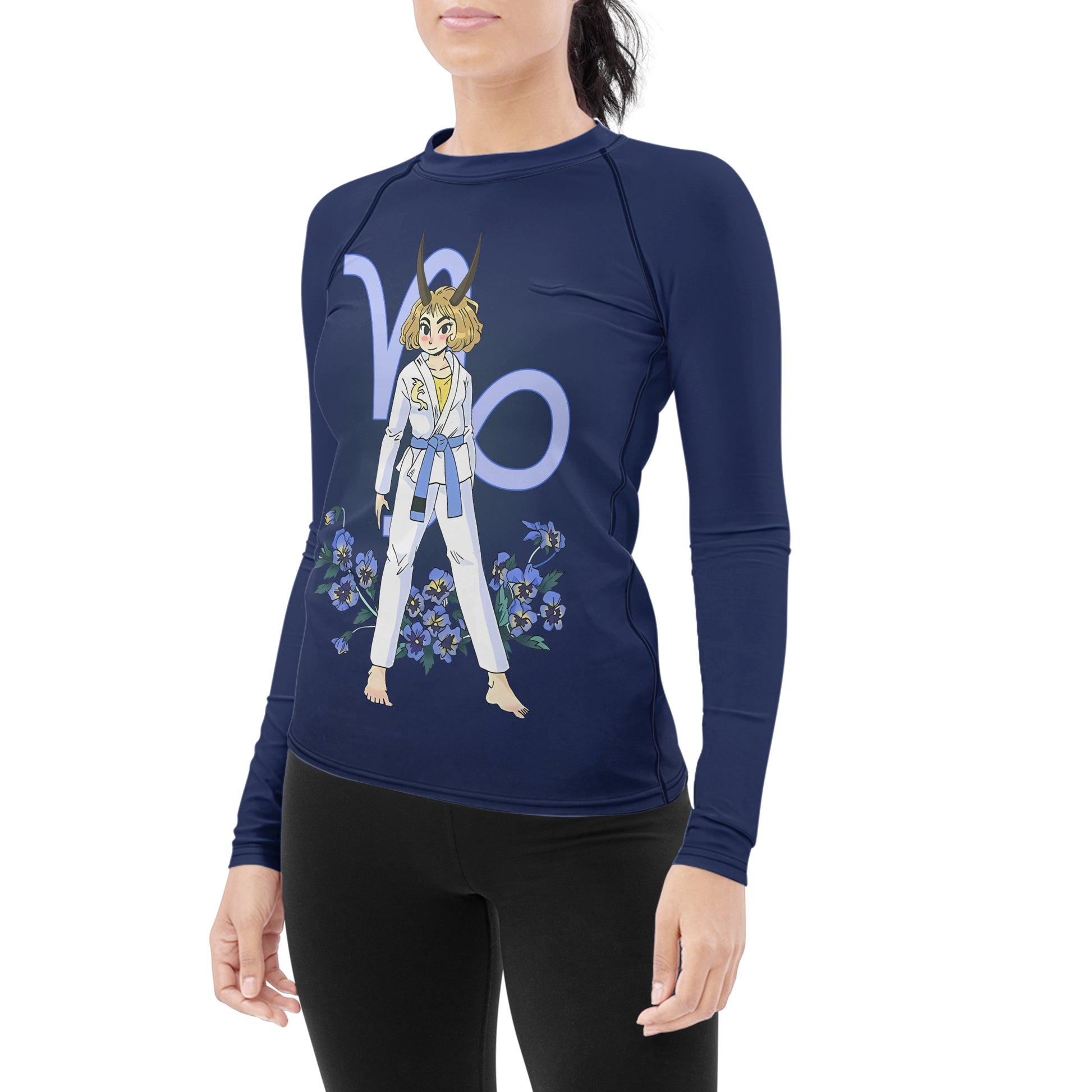 Capricorn Zodiac Mom Women's Long Sleeve Rash Guard