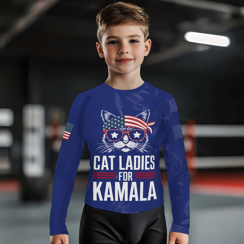 Cat Ladies For Kamala Kids Rash Guard - BattleFitGear