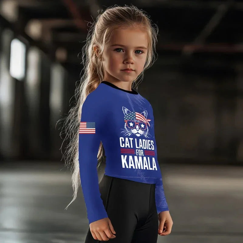 Kids Rash Guard - Cat Ladies For Kamala | Durable Athletic Shirt