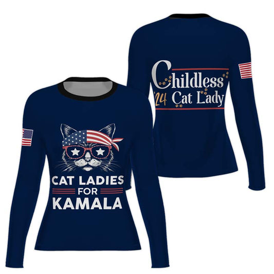 Cat Ladies For Kamala Women's Long Sleeve Rash Guard - BattleFitGear