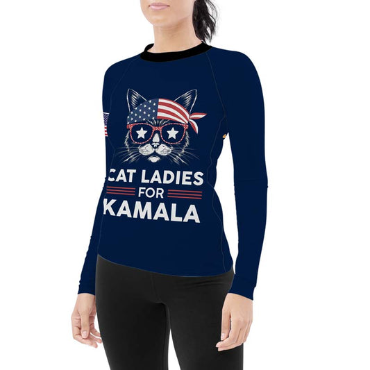 Cat Ladies For Kamala Women's Long Sleeve Rash Guard - BattleFitGear