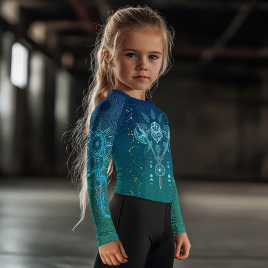 Celestial Warrior Armor Kids Rash Guard