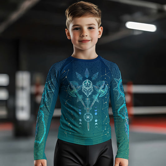 Celestial Warrior Armor Kids Rash Guard