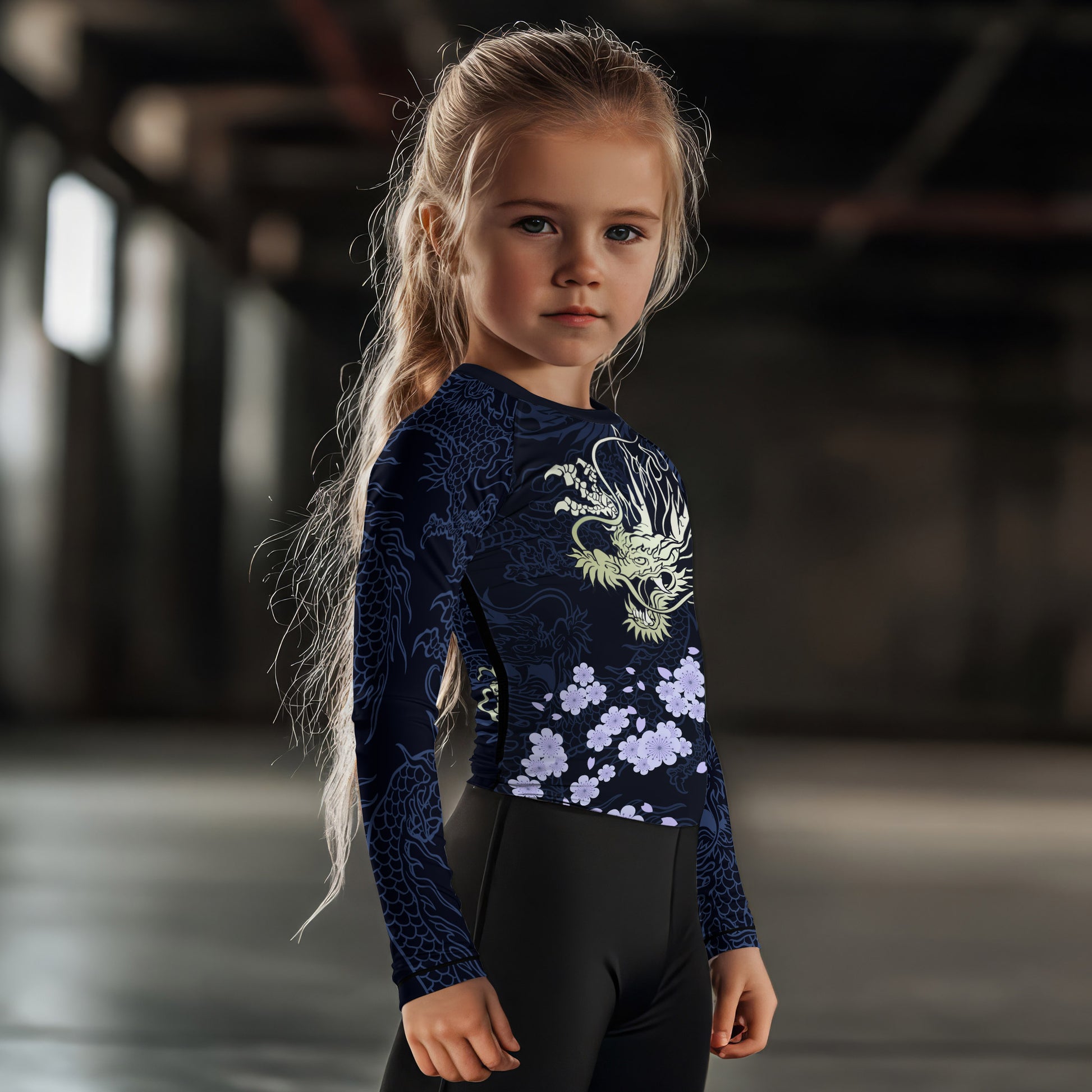 Cherry Blossom Dragon Kids Rash Guard