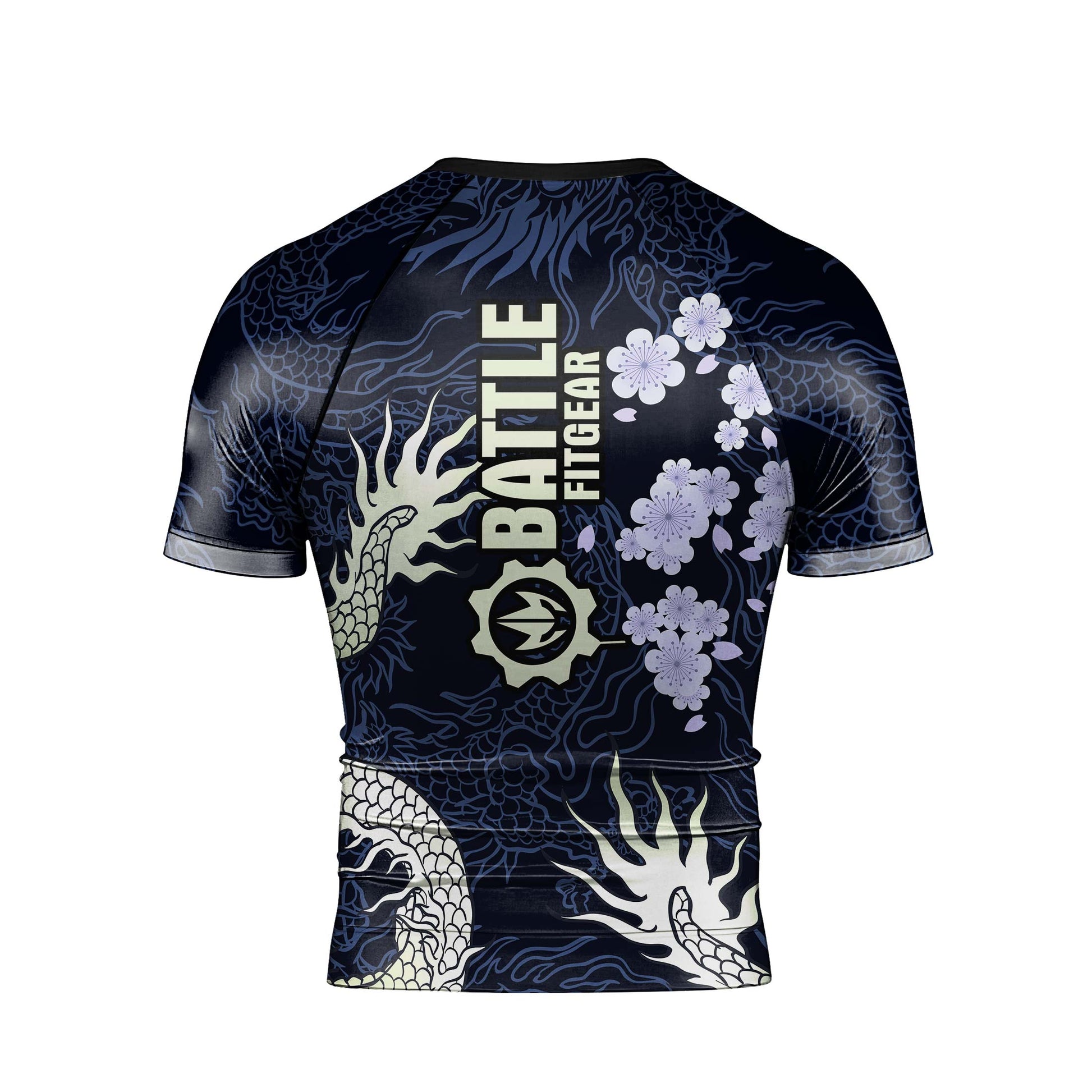 Cherry Blossom Dragon Men's Short Sleeve Rash Guard