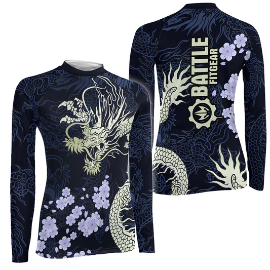 Cherry Blossom Dragon Women's Long Sleeve Rash Guard