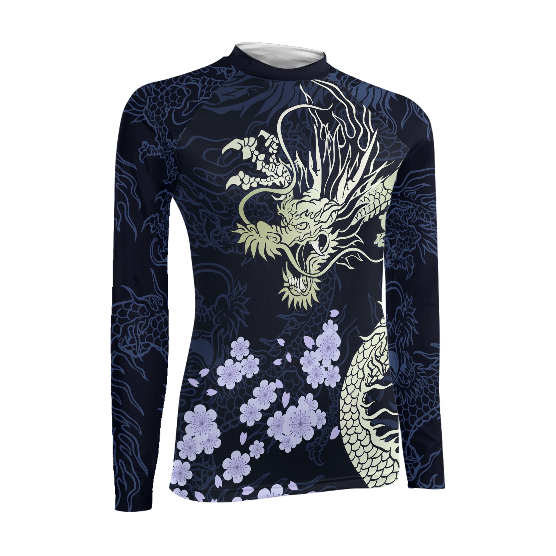 Cherry Blossom Dragon Women's Long Sleeve Rash Guard