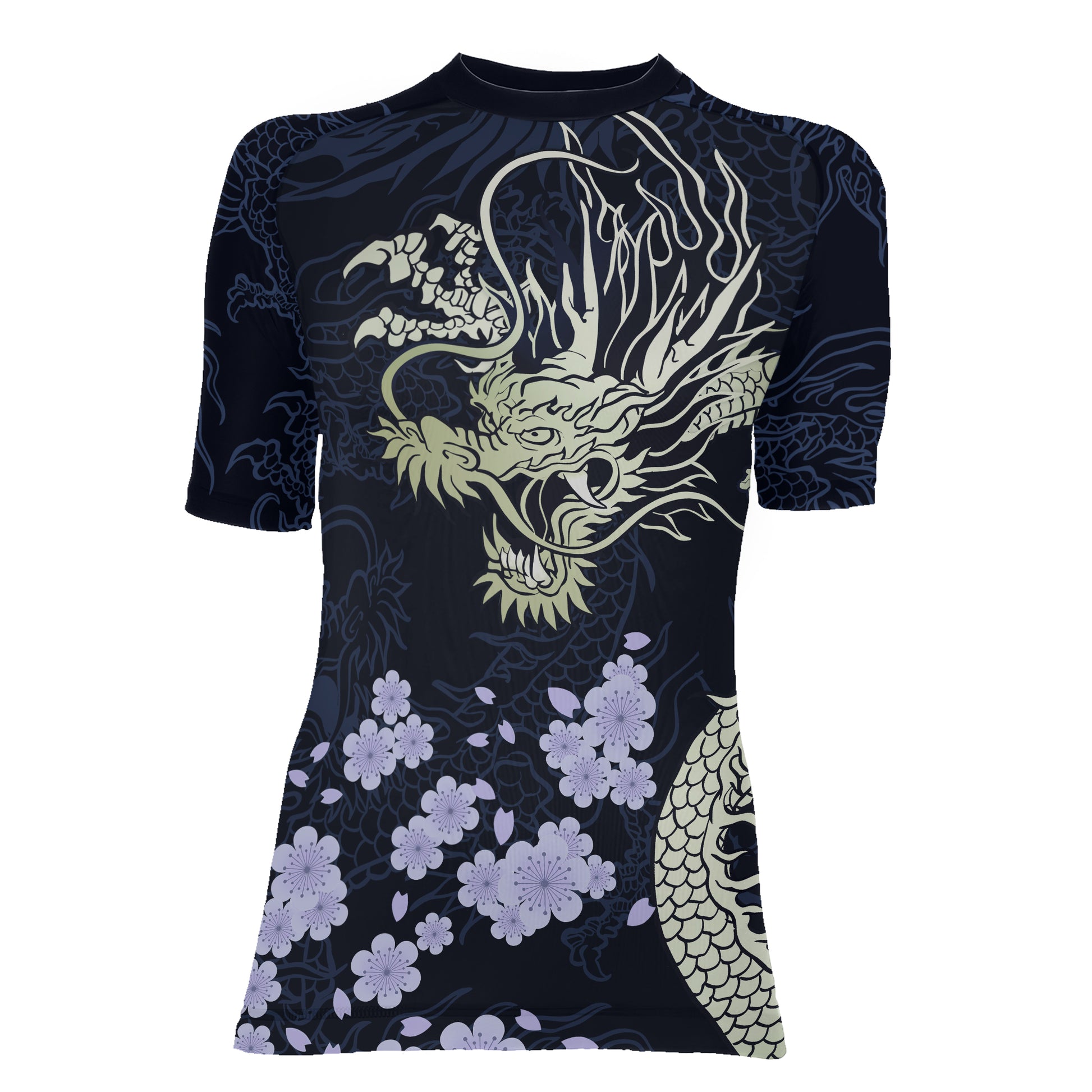 Cherry Blossom Dragon Women's Short Sleeve Rash Guard