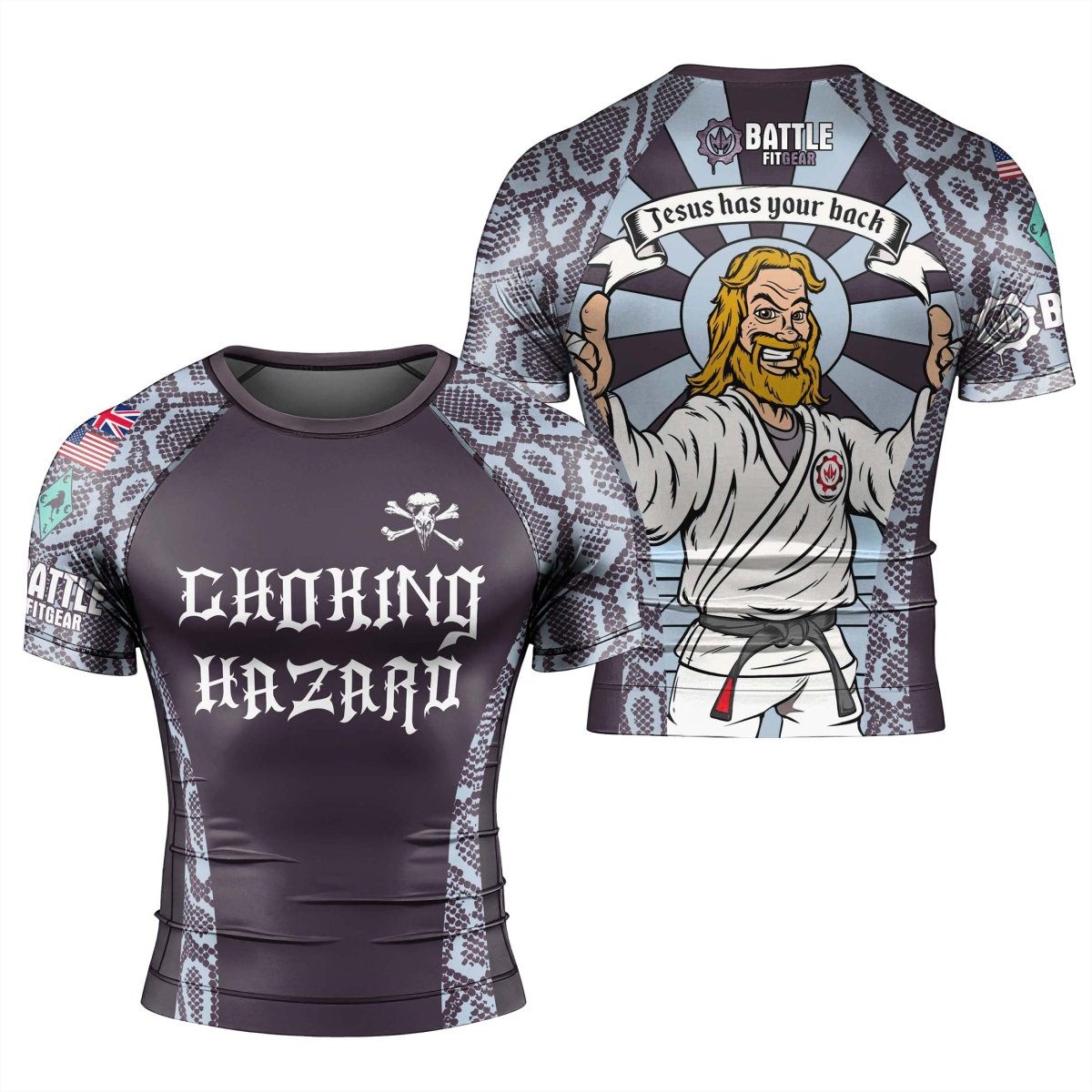 Choking Hazard Men's Short Sleeve Rash Guard - BattleFitGear