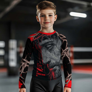 Christ Fell in Love With Human Kids Rash Guard