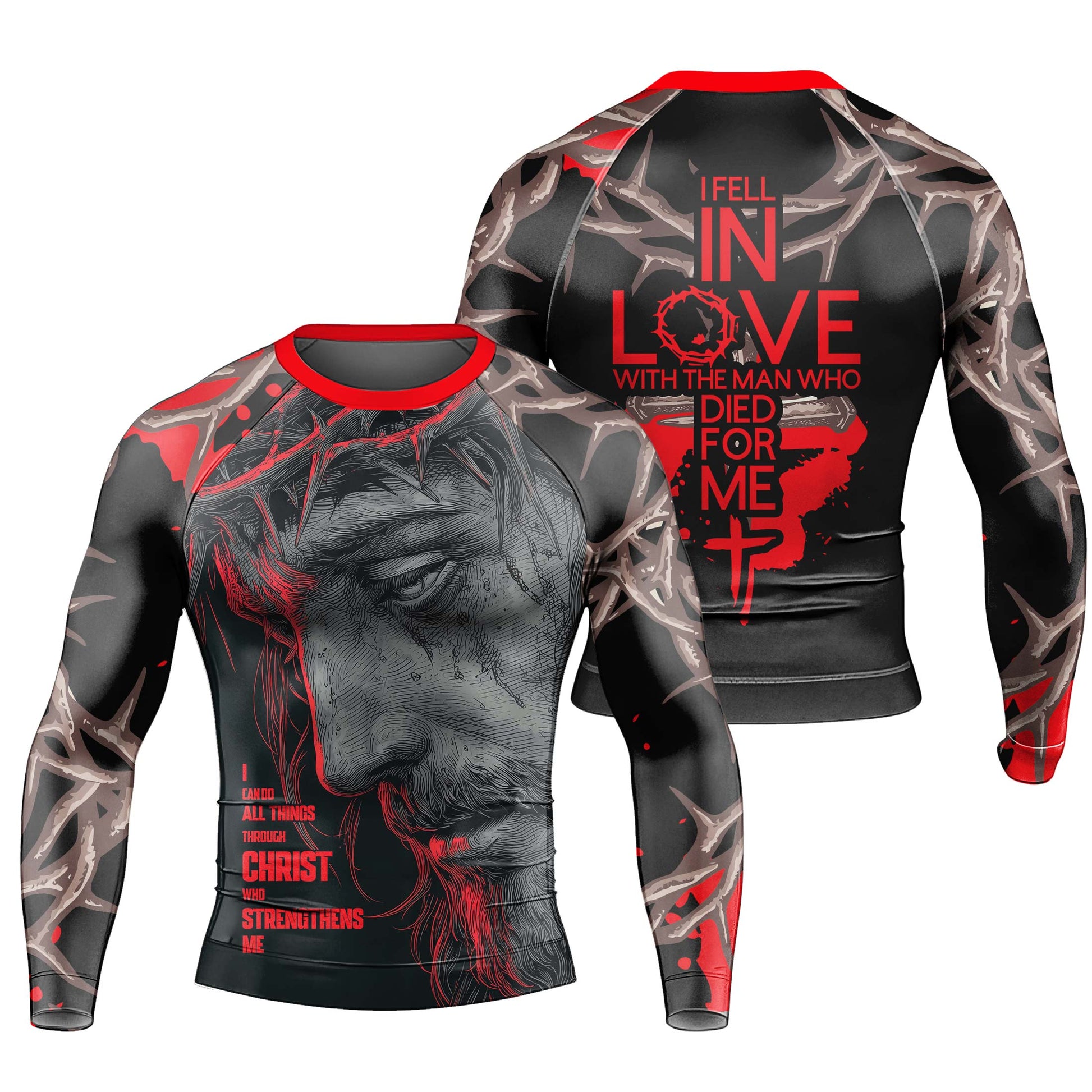 Christ Fell in Love With Human Men's Long Sleeve Rash Guard