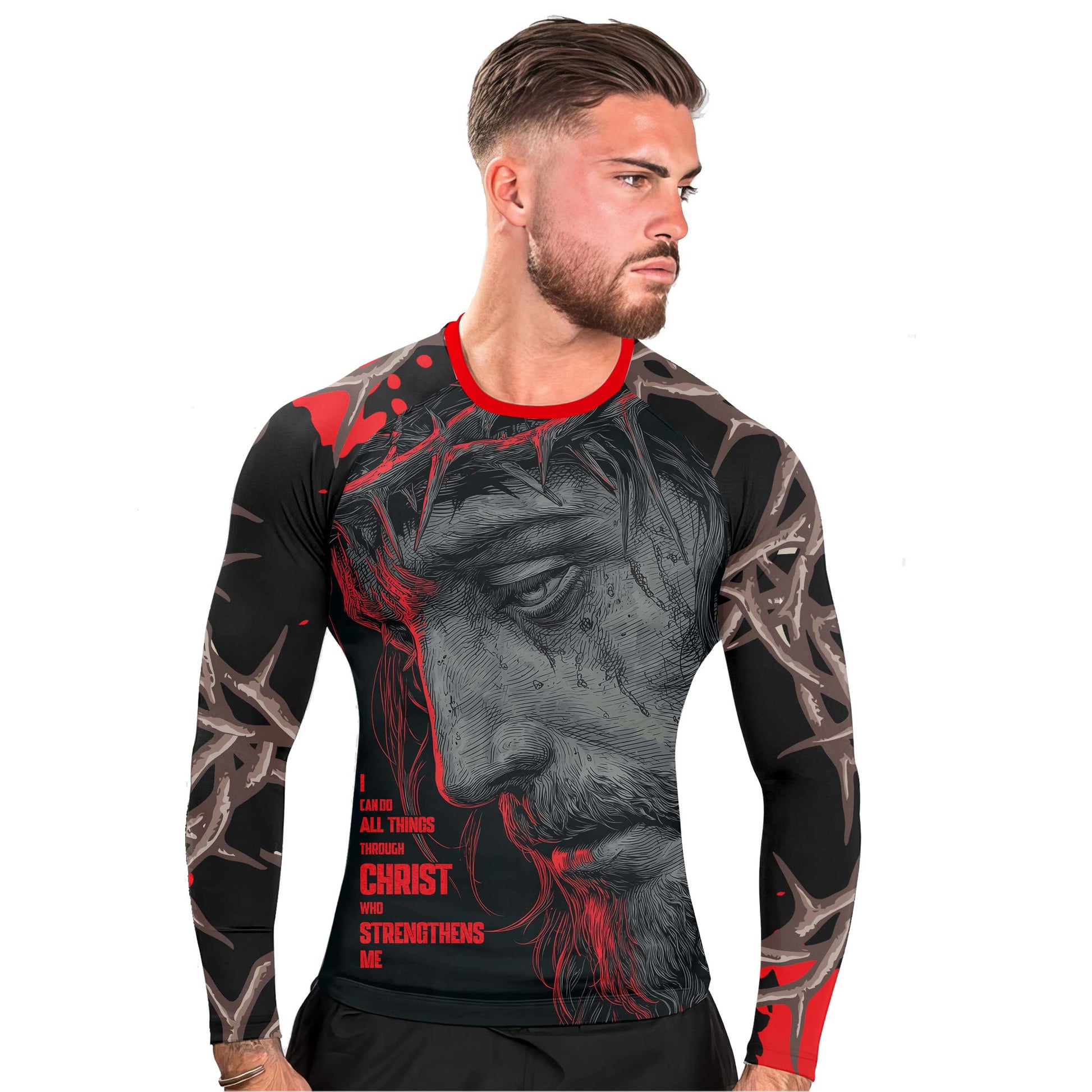 Christ Fell in Love With Human Men's Long Sleeve Rash Guard