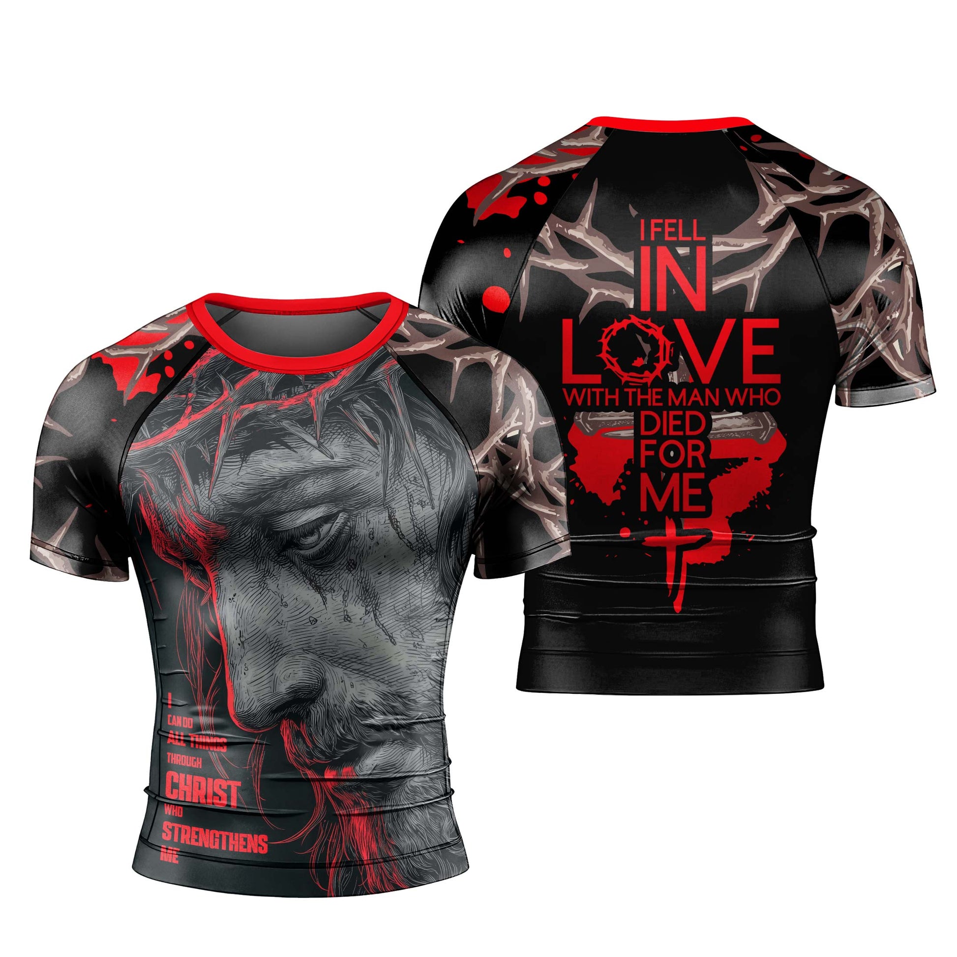 Christ Fell in Love With Human Men's Short Sleeve Rash Guard