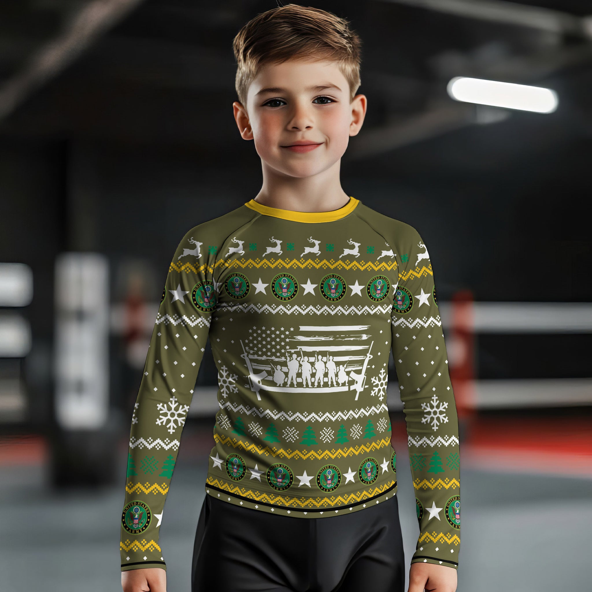 Christmas Army Kids Rash Guard