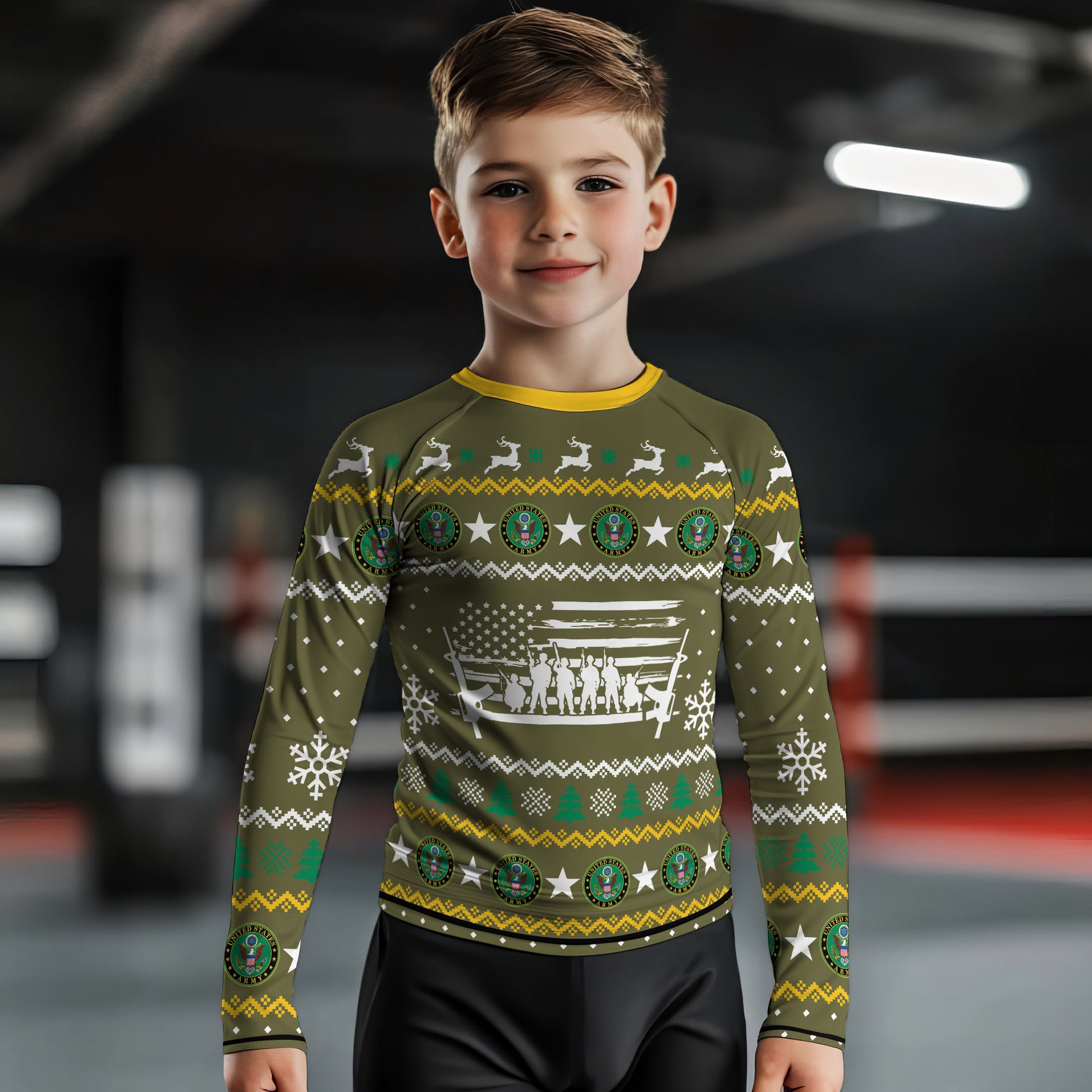Christmas Army Kids Rash Guard