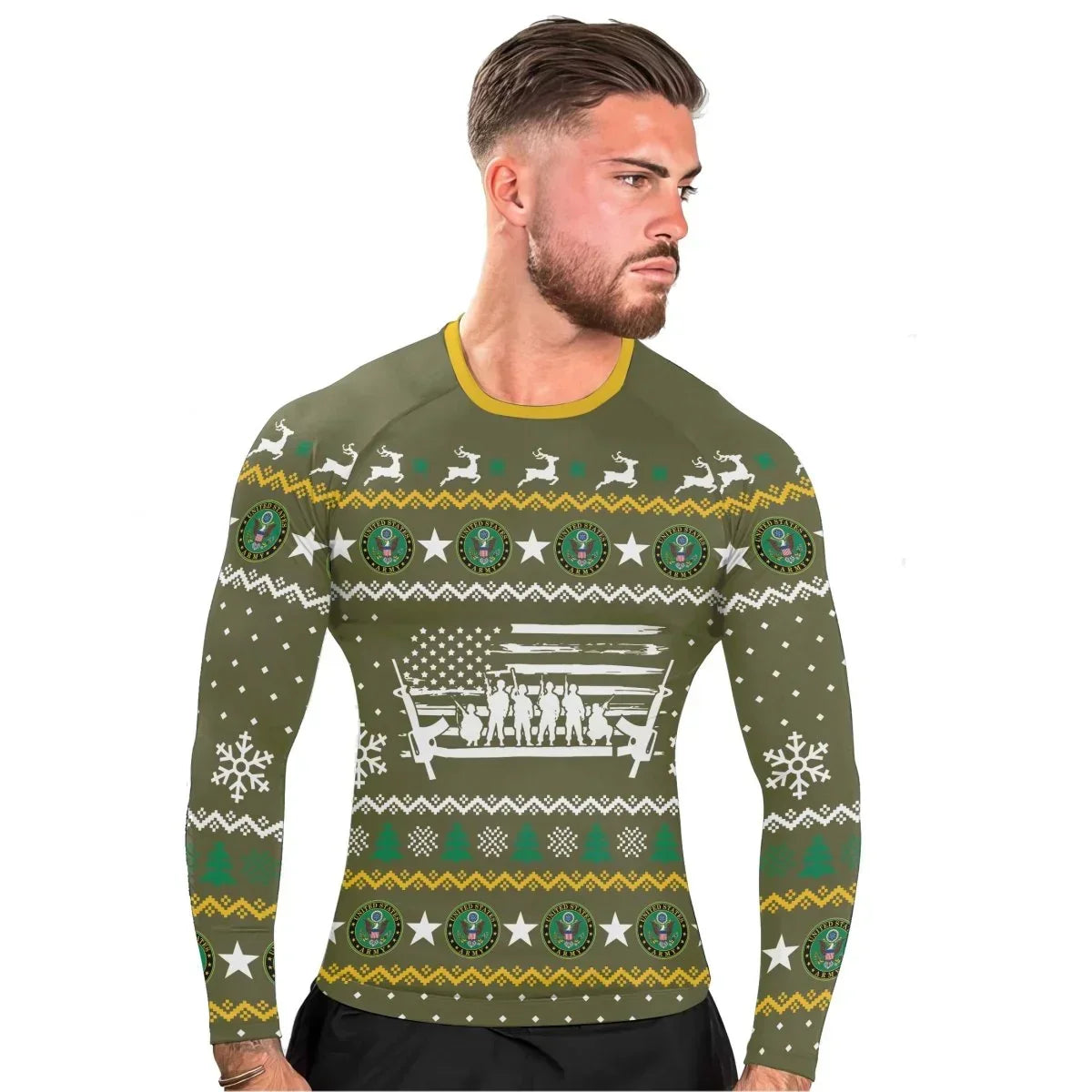 Divine Grappler Christmas Men's Long Sleeve Rash Guard | MMA BJJ