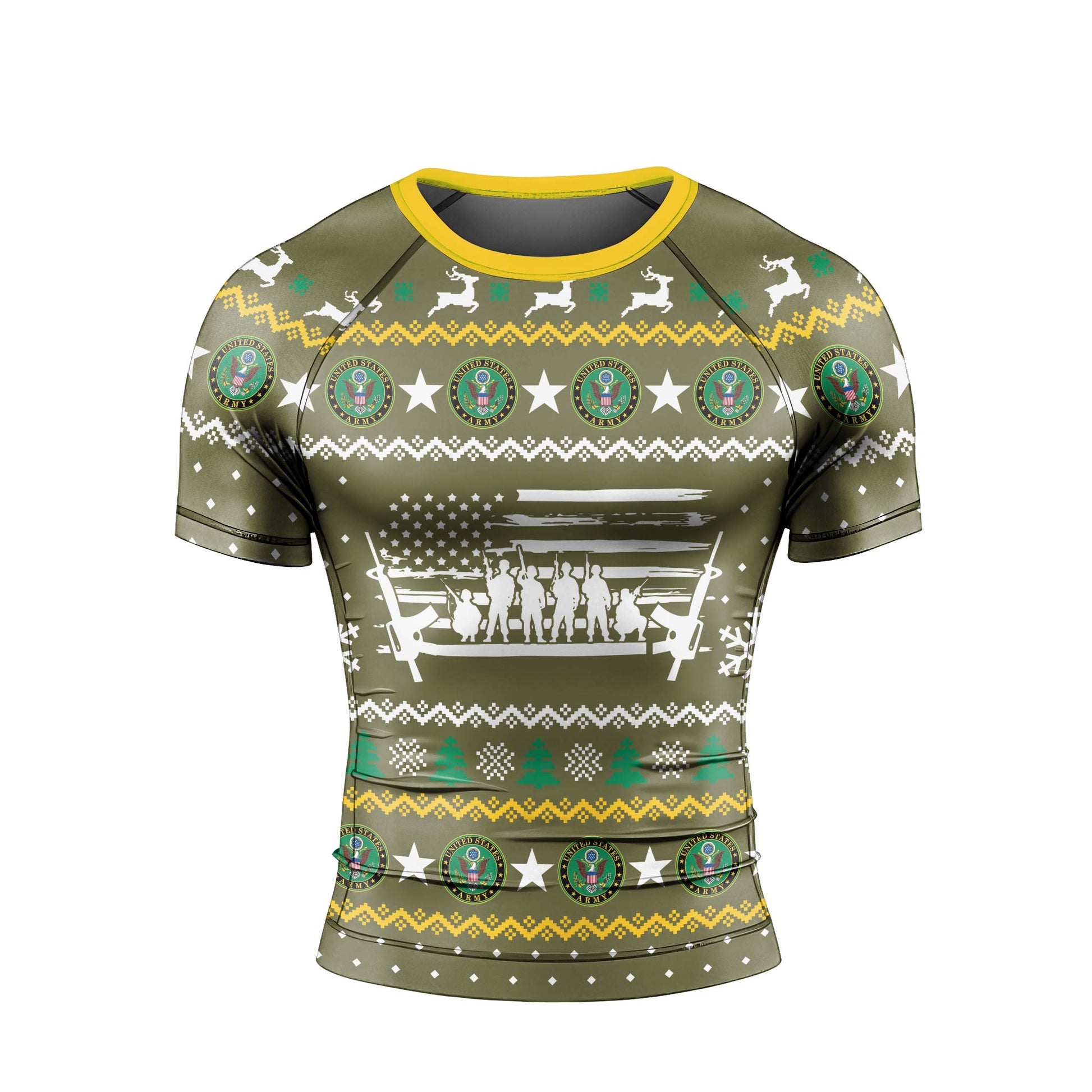 Christmas Army Men's Short Sleeve Rash Guard