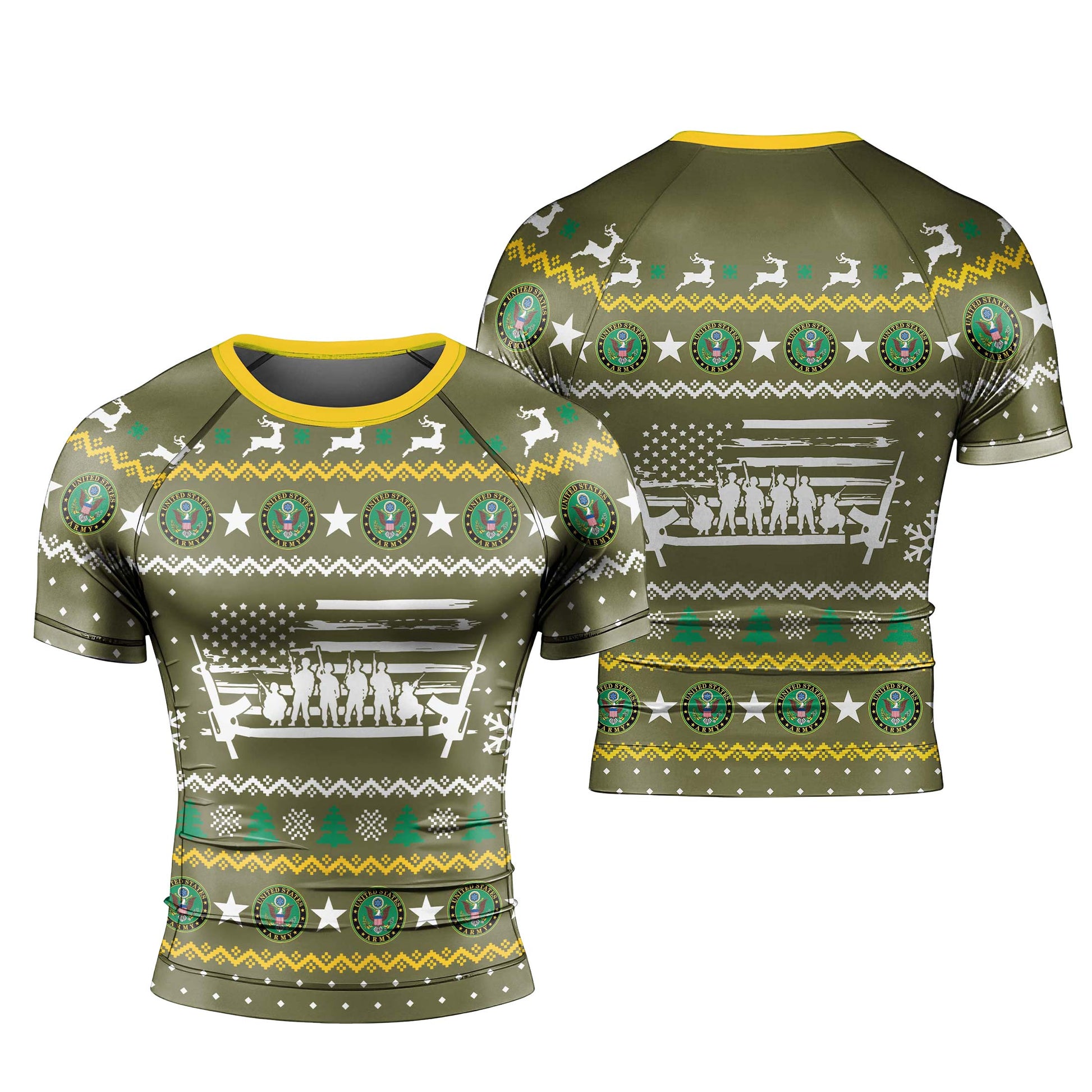 Christmas Army Men's Short Sleeve Rash Guard