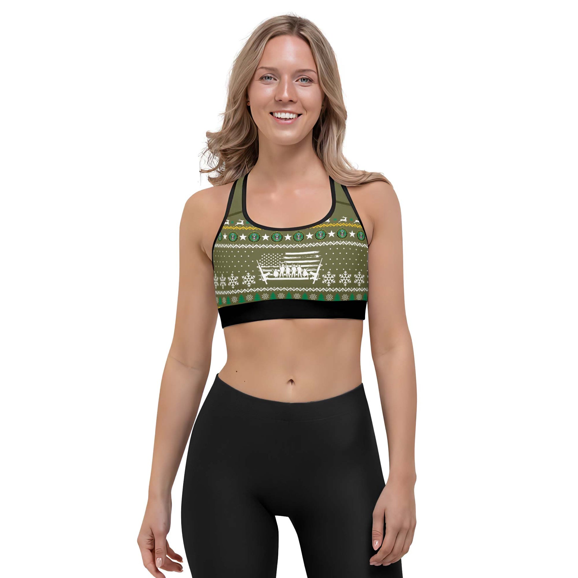 Christmas Army Women's Padded Sports Bra