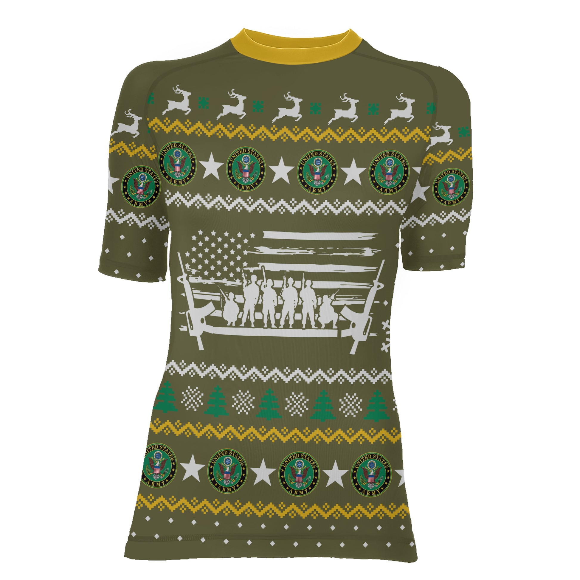 Christmas Army Women's Short Sleeve Rash Guard