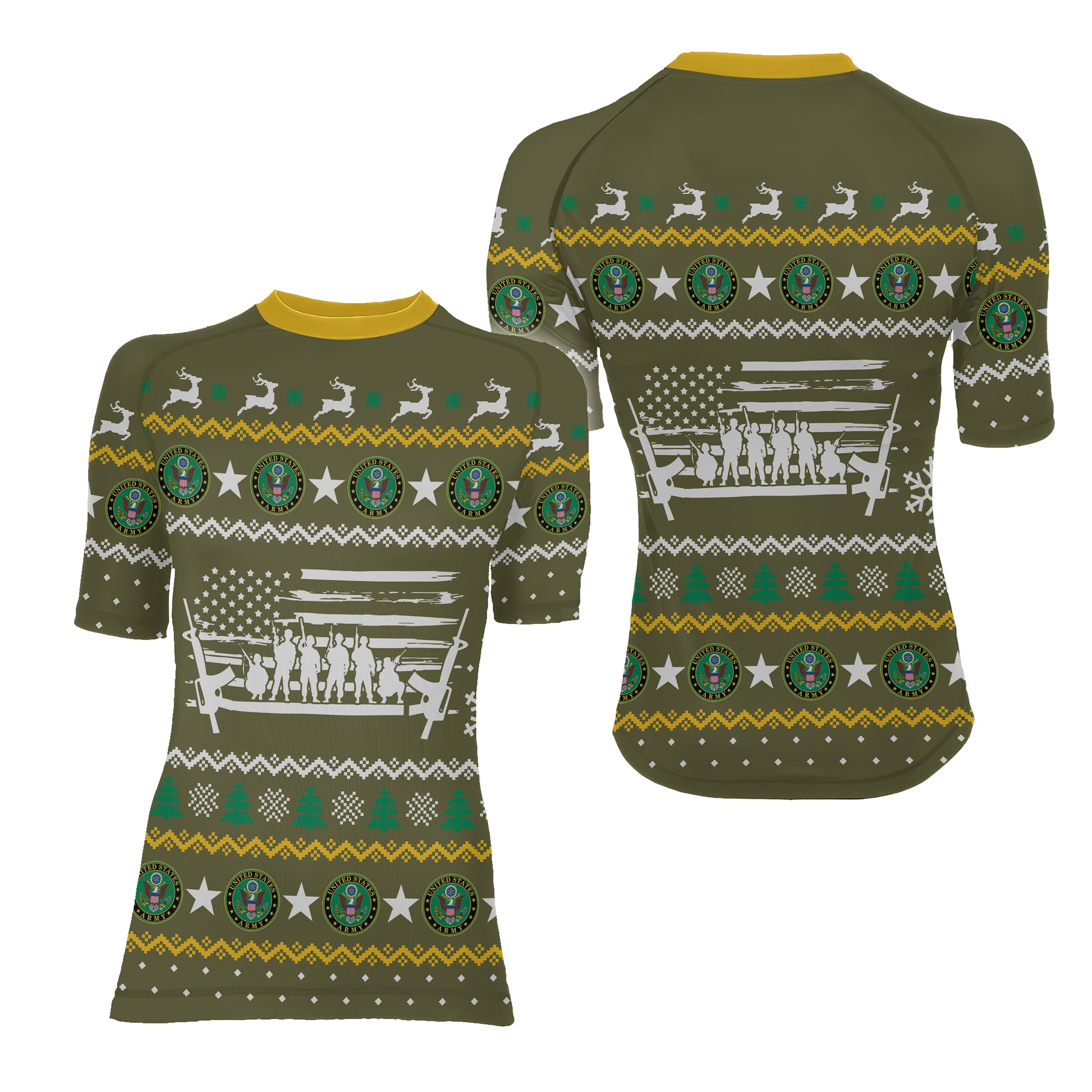 Christmas Army Women's Short Sleeve Rash Guard