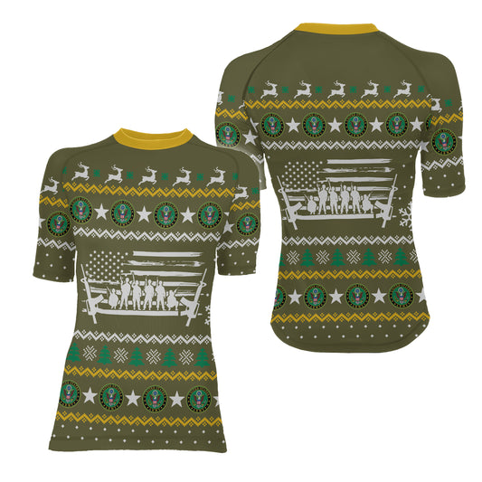 Christmas Army Women's Short Sleeve Rash Guard