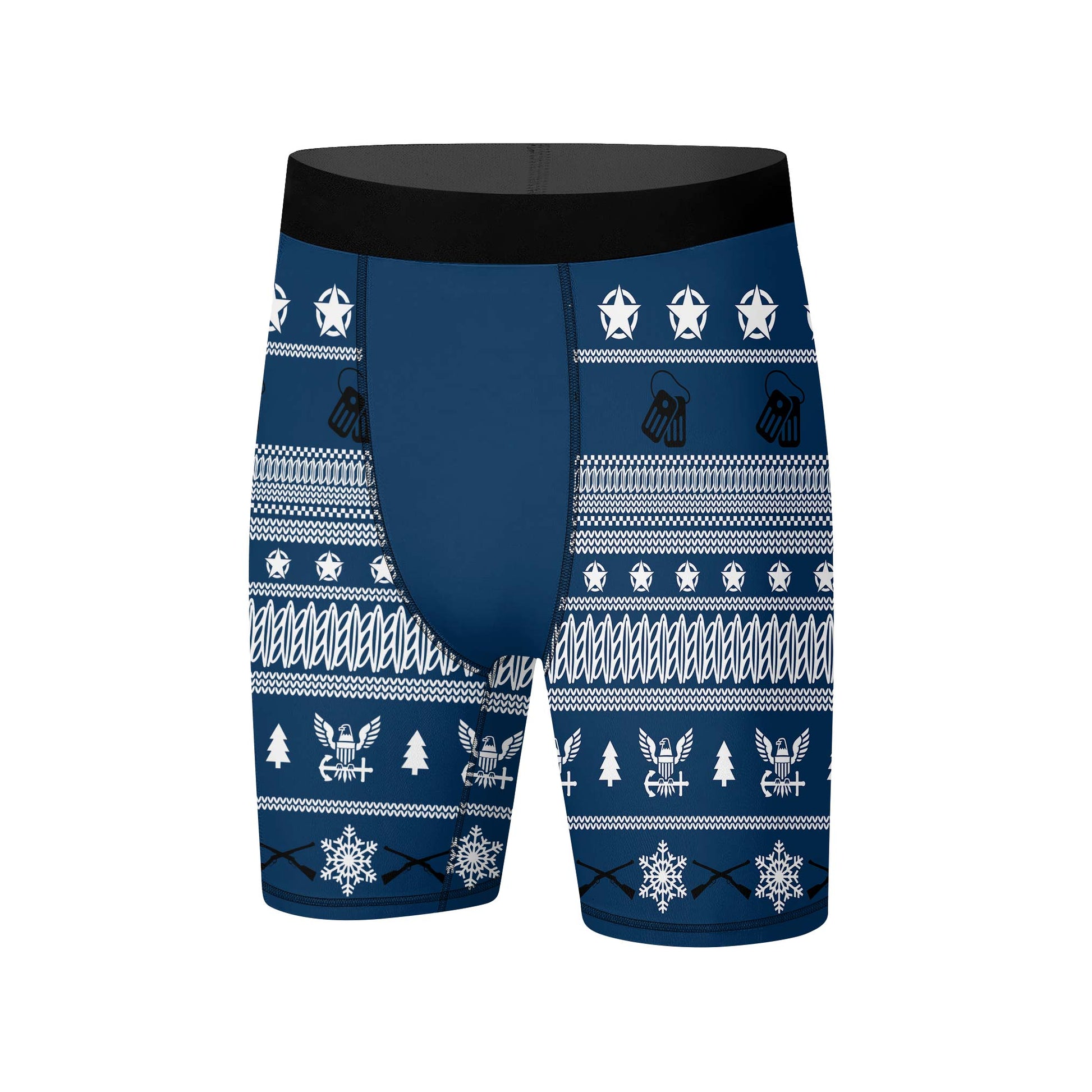 Christmas Navy Compression Shorts