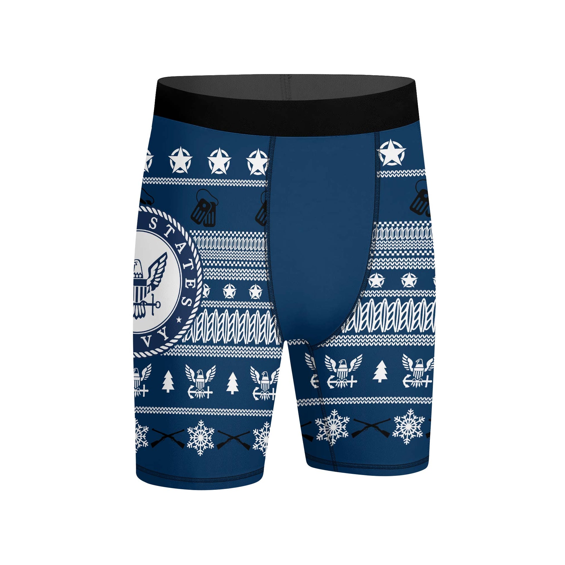 Christmas Navy Compression Shorts