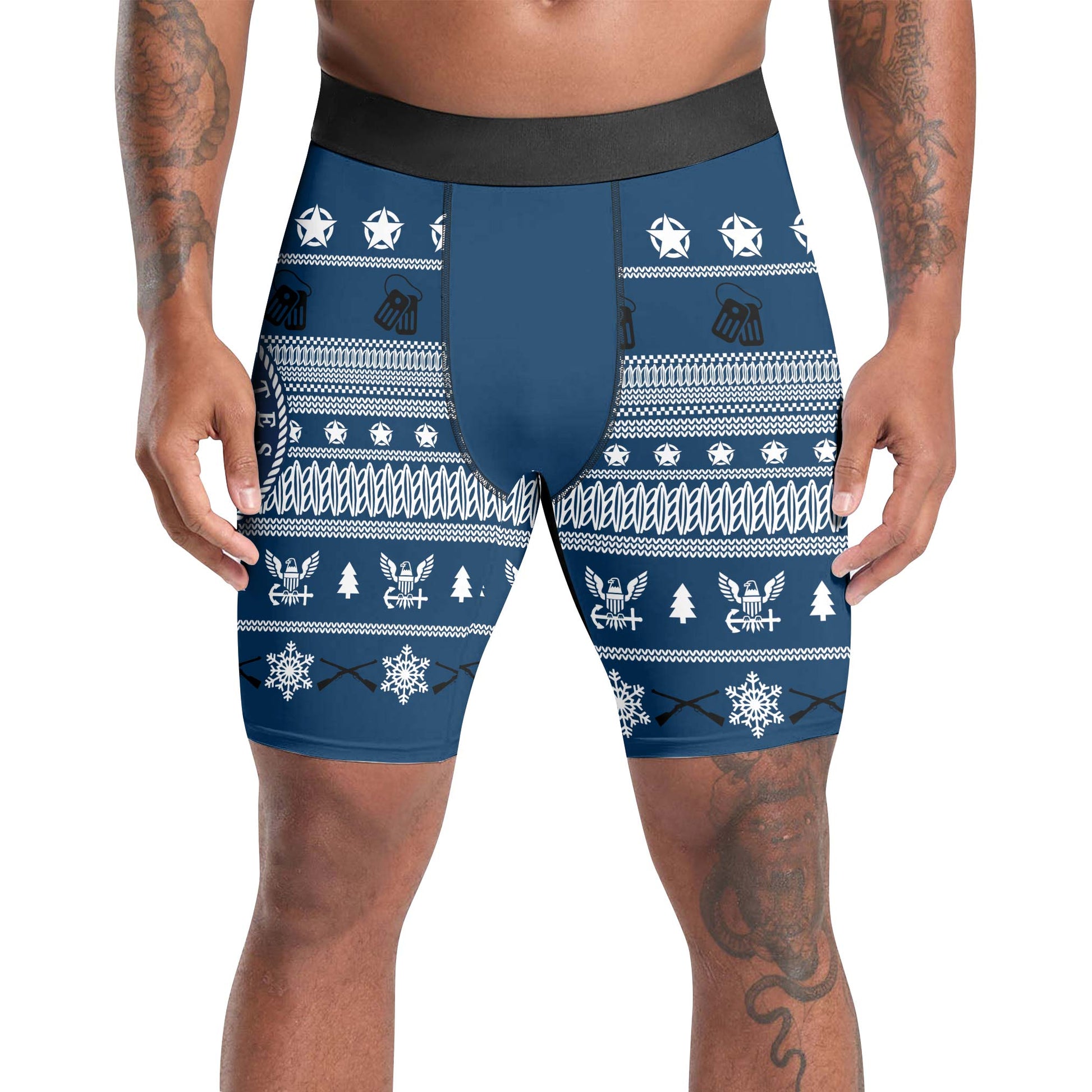 Christmas Navy Compression Shorts