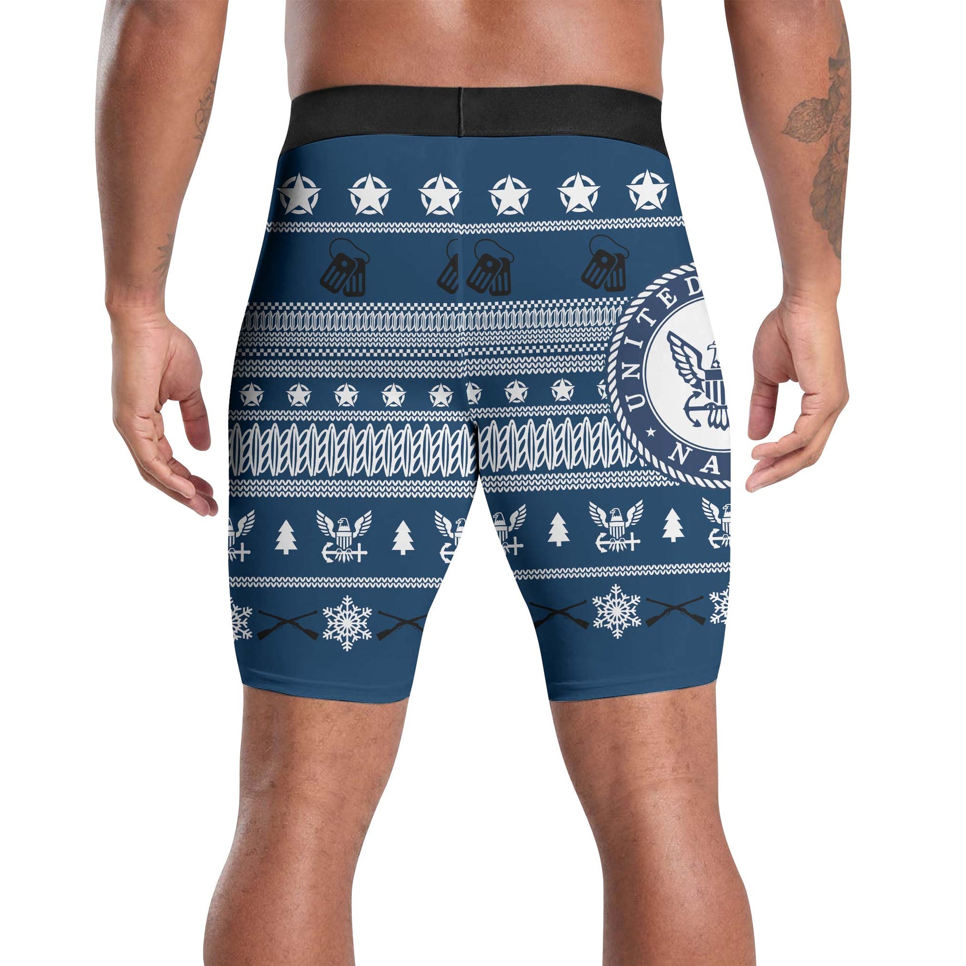 Christmas Navy Compression Shorts