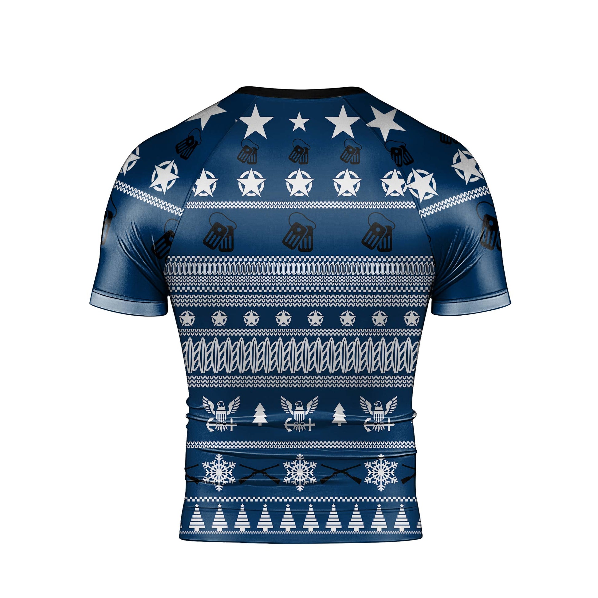 Christmas Navy Men's Short Sleeve Rash Guard